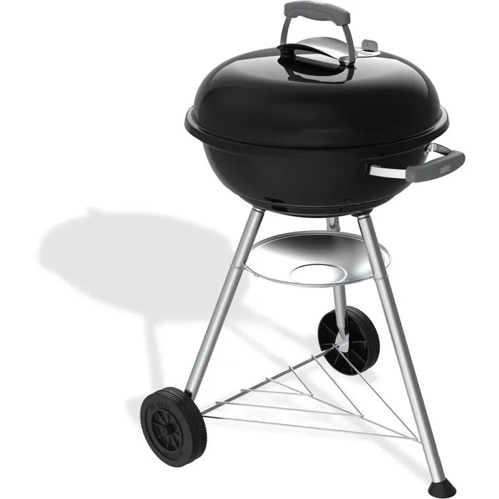 Weber Compact Kettle - Barbacoa de Carbón 47 cm, Acero Esmaltado, Ventilación, para 6 Personas, Negra