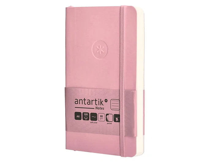 Antartik Cuaderno A6 Tapa Blanda Rayas Rosa Pastel 100 Hojas 80 gr FSC