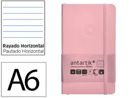 Antartik Cuaderno A6 Tapa Blanda Rayas Rosa Pastel 100 Hojas 80 gr FSC