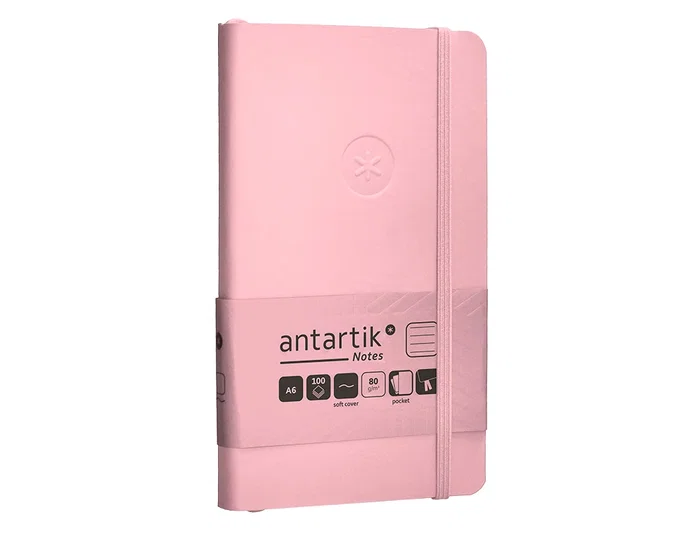 Antartik Cuaderno A6 Tapa Blanda Rayas Rosa Pastel 100 Hojas 80 gr FSC