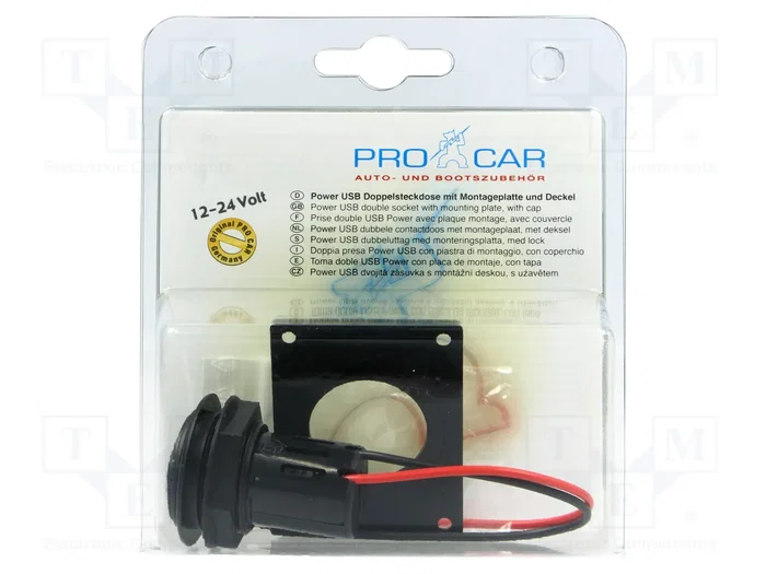 PRO CAR Alimentador USB con 2 puertos USB A