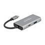 DeLOCK Concentrador USB 3.2 Gen 2 Externo Tipo-C con 4 Puertos: 3 USB-A y 1 USB-C, Aluminio, Velocidad 10 Gbps, 10000 Mbit/s, Negro Gris, Plug and Play, Cable 12 cm