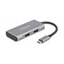 DeLOCK Concentrador USB 3.2 Gen 2 Externo Tipo-C con 4 Puertos: 3 USB-A y 1 USB-C, Aluminio, Velocidad 10 Gbps, 10000 Mbit/s, Negro Gris, Plug and Play, Cable 12 cm
