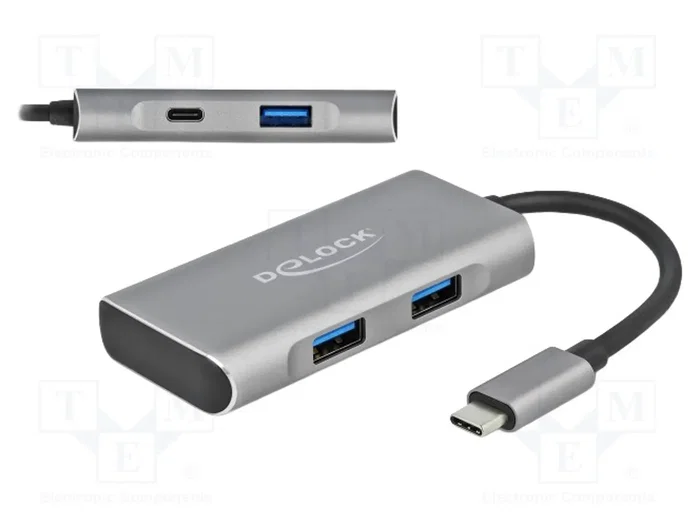 DeLOCK 63261 Hub USB Externo 10 Gbps con 3x USB Tipo-A y 1x USB Tipo-C DeLOCK 63261 Hub USB Externo 10 Gbps con 3x USB Tipo-A y 1x USB Tipo-C