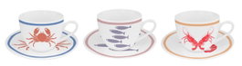 DKD Home Decor Conjunto de Taza y Plato de Porcelana AIGUABLAVA Surtido