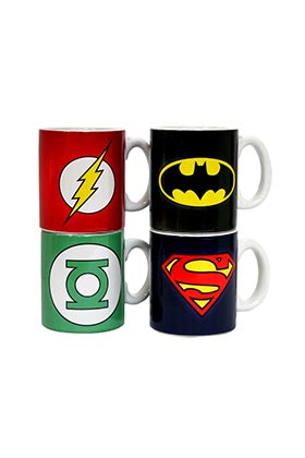 Sd Toys Europe S.L. Set de 4 Mini Tazas de Café de Cerámica Logos DC Comics