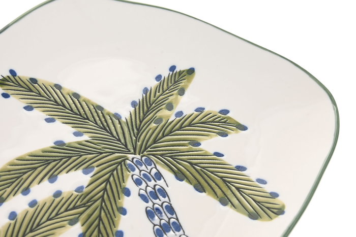 DKD Home Decor Palm 25 Bandeja Porcelana Tropical Azul Verde 18.8 x 2 x 27.6 cm (2 Unidades) DKD Home Decor Palm 25 Bandeja Porcelana Tropical Azul Verde 18.8 x 2 x 27.6 cm (2 Unidades)
