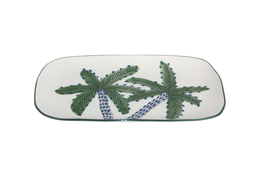 DKD Home Decor Palm 25 Bandeja Porcelana Tropical Azul Verde 18.8 x 2 x 27.6 cm (2 Unidades)