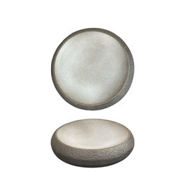 Summa Plato Alto Tótem Negro de Gres, 22 cm de Diámetro (Set de 2)