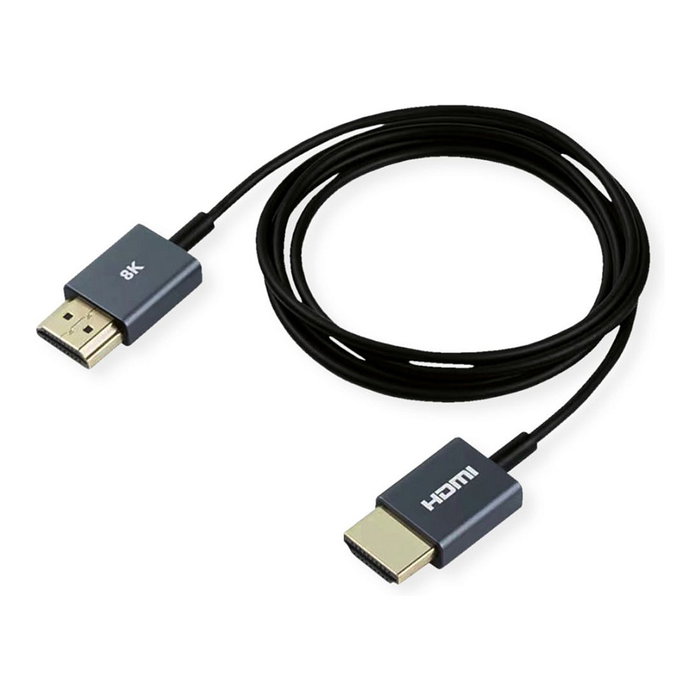 ROLINE 11.04.5937 Cable HDMI Ultra High Speed 8K 2.1, 1.5 m, Negro, Ultra-slim, con Ethernet, HDR, 7680 x 4320 a 60 Hz