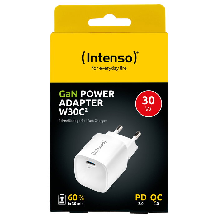 Intenso W30C² GaN Cargador de Pared USB-C 30W Blanco Intenso W30C² GaN Cargador de Pared USB-C 30W Blanco