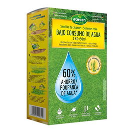Agreen Semillas de Césped Bajo Consumo de Agua 1 kg para 50 m² con 60% Ahorro de Agua