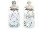 DKD Home Decor Set de 2 Botes Herméticos de Cristal y Gres Stella Maris 1200ml Azul
