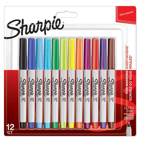 Sharpie Rotuladores Permanentes Punta Ultrafina Surtidos de 12 Unidades
