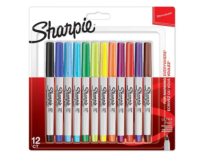 Sharpie Rotuladores Permanentes Punta Ultrafina Surtidos de 12 Unidades