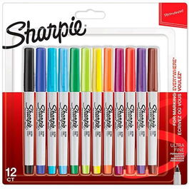 Sharpie Rotulador Permanente Punta Ultrafina, Surtido, Blíster 12 Unidades