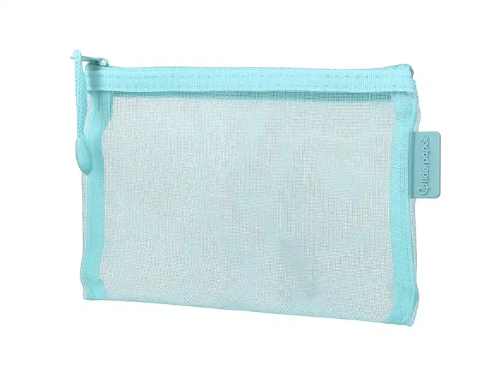 Liderpapel Bolsa Zipper Bag Poliéster Transpirable Multiusos DIN A6 Azul Pastel 110x200x3 mm