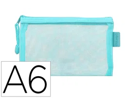 Liderpapel Bolsa Zipper Bag Poliéster Transpirable Multiusos DIN A6 Azul Pastel 110x200x3 mm