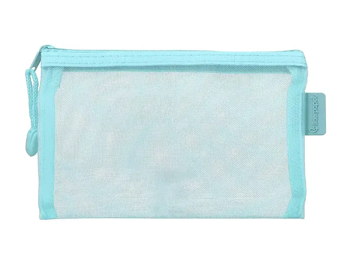 Liderpapel Bolsa Zipper Bag Poliéster Transpirable Multiusos DIN A6 Azul Pastel 110x200x3 mm