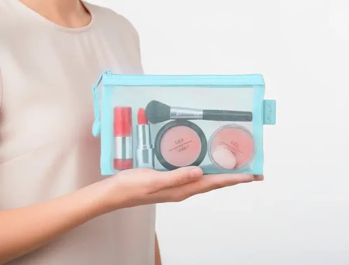 Liderpapel Bolsa Zipper Bag Poliéster Transpirable Multiusos DIN A6 Azul Pastel 110x200x3 mm