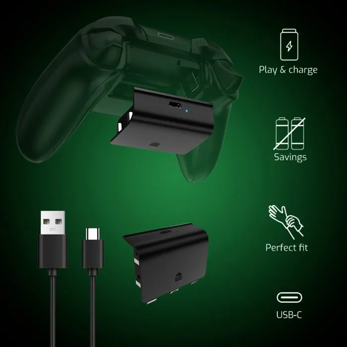 Onlan Kit de Juego y Carga Dual para 2 Mandos Xbox Series | Xbox One | Negro - 3304490447510
