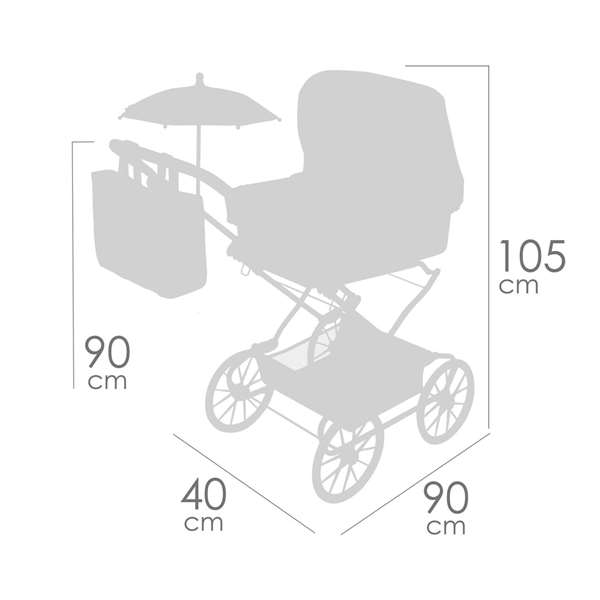 Botanic - Coche Reborn Plegable con Sombrilla y Bolso para Muñecas de hasta 55 cm - Español e Inglés