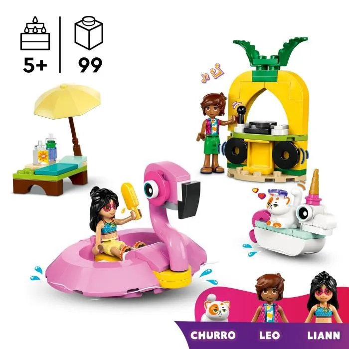 Lego Friends 42658 Fiesta en la Piscina con Flotadores de Unicornio y Flamenco, Juego de Construcción para Niños y Niñas a partir de 5 Años