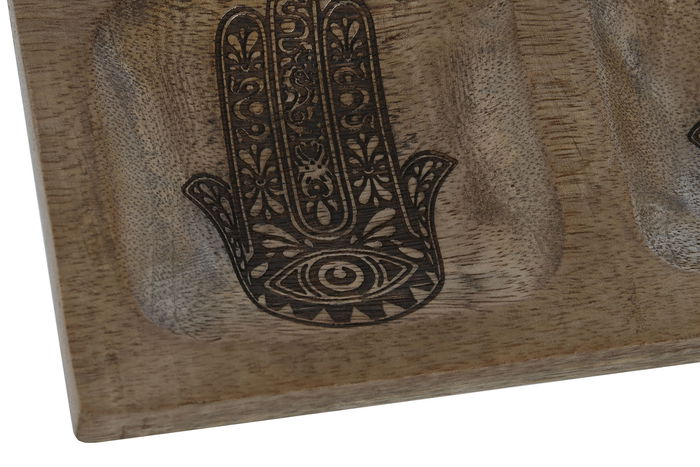 DKD Home Decor Hamsa 24 Vaciabolsillos Indio Mango Natural 20 x 10 x 2.5 cm (4 Unidades)