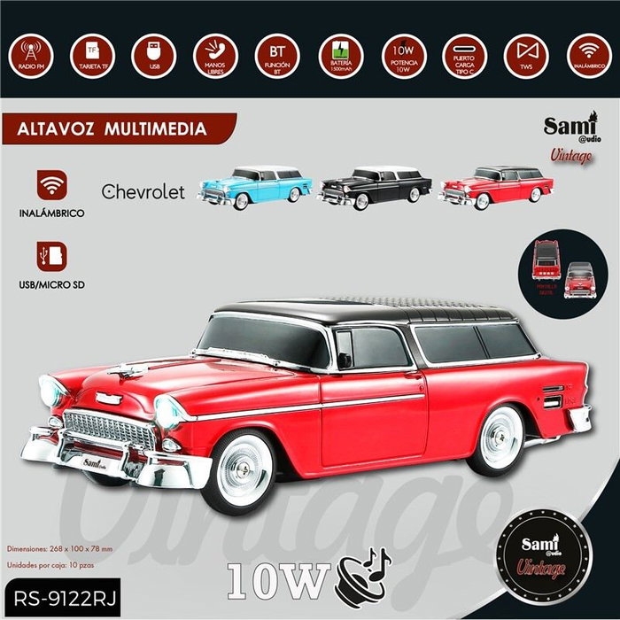 SAMI Altavoz Sami Vintage "chevrolet" rojo multimedia
