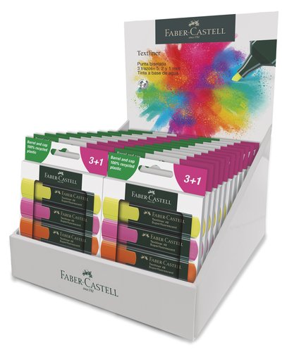 Faber-Castell Textliner Marcador Fluorescente Expositor de 22 Estuches de 3 + 1 Faber-Castell Textliner Marcador Fluorescente Expositor de 22 Estuches de 3 + 1