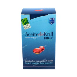 Cien Por Cien Natural Aceite de Krill Nko 120 Perlas con Omega 3, DHA, EPA y Astaxantina para Colesterol Saludable