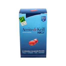Cien Por Cien Natural Aceite de Krill Nko 120 Perlas con Omega 3, DHA, EPA y Astaxantina para Colesterol Saludable