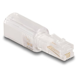 DeLOCK Adaptador antitorsión RJ10 macho a RJ10 hembra transparente/blanco
