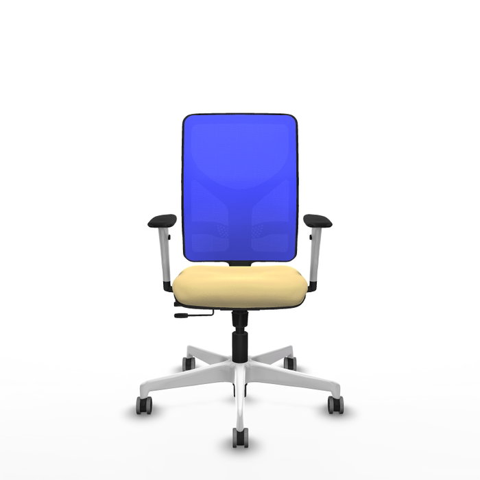 PIQUERAS Y CRESPO Silla de oficina Motilla con mecanismo Sincro/Traslack Crema y Azul