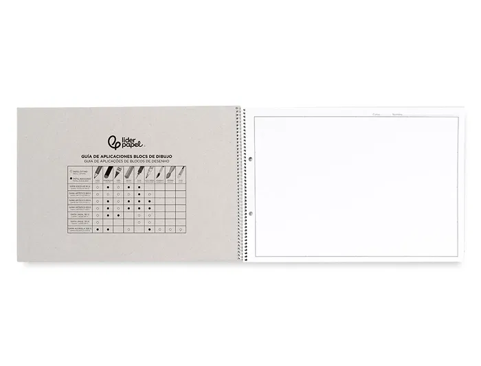 Liderpapel Bloc Dibujo Lineal Espiral 230x325mm 20 Hojas 130gr/m2 con Recuadro y 2 Taladros Perforado