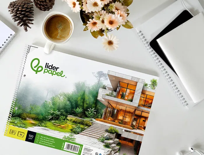 Liderpapel Bloc Dibujo Lineal Espiral 230x325mm 20 Hojas 130gr/m2 con Recuadro y 2 Taladros Perforado