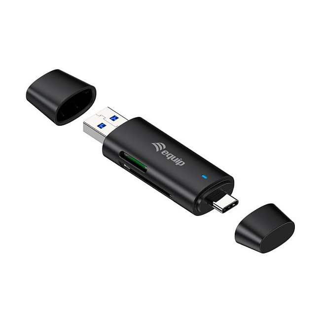 EQUIP Lector de Tarjetas 2 en 1 USB 3.2 Gen 1 Type-A/Type-C Negro EQUIP Lector de Tarjetas 2 en 1 USB 3.2 Gen 1 Type-A/Type-C Negro