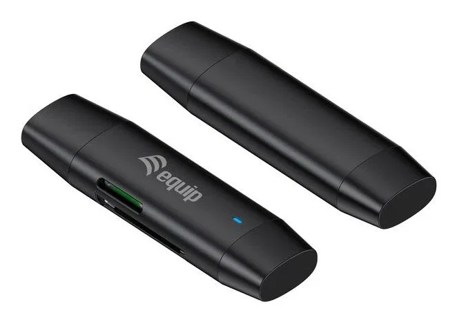Equip 245462 Lector de Tarjetas USB 3.2 Gen 1 (5Gbps) Tipo-A/Tipo-C para SD, SDHC, SDXC, MicroSD - Negro