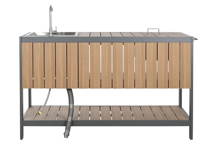 DKD Home Decor Set de 3 Isla Cocina Terraza Y Jardin Gris Natural 236 x 50 x 91 cm DKD Home Decor Set de 3 Isla Cocina Terraza Y Jardin Gris Natural 236 x 50 x 91 cm