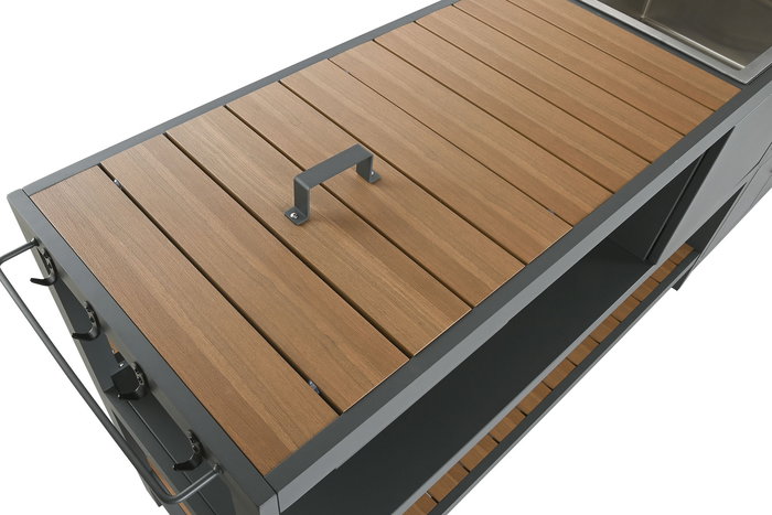 DKD Home Decor Set de 3 Isla Cocina Terraza Y Jardin Gris Natural 236 x 50 x 91 cm DKD Home Decor Set de 3 Isla Cocina Terraza Y Jardin Gris Natural 236 x 50 x 91 cm