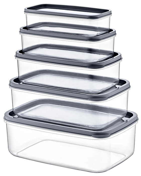 Hermia Set de Cajas de Almacenaje EMBSEF05-3581321, Sin BPA, Set de 5 Piezas Transparentes Hermia Set de Cajas de Almacenaje EMBSEF05-3581321, Sin BPA, Set de 5 Piezas Transparentes