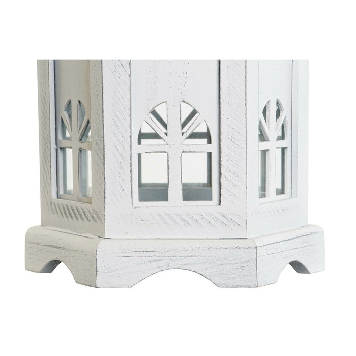 DKD Home Decor Farola de Madera y Cristal Envejecido Blanco y Gris Oscuro DKD Home Decor Farola de Madera y Cristal Envejecido Blanco y Gris Oscuro