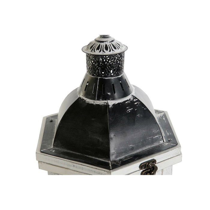 DKD Home Decor Farola de Madera y Cristal Envejecido Blanco y Gris Oscuro DKD Home Decor Farola de Madera y Cristal Envejecido Blanco y Gris Oscuro