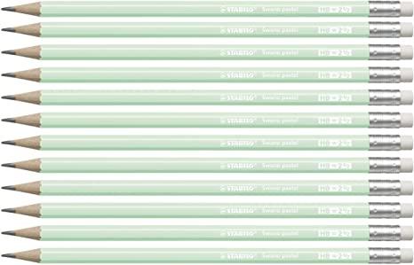 Stabilo Swano Lápiz Grafito Con Goma Pastel Verde -12U- Stabilo Swano Lápiz Grafito Con Goma Pastel Verde -12U-