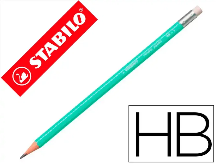 Stabilo Swano Pastel Lápiz de Grafito HB con Goma Verde, 12 unidades Stabilo Swano Pastel Lápiz de Grafito HB con Goma Verde, 12 unidades