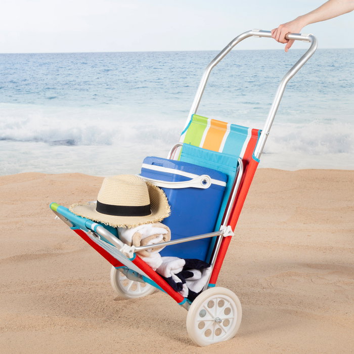 Aktive Tumbona carro playa 2 en 1 con cojín acolchado y parasol