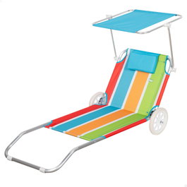 Aktive Tumbona carro playa 2 en 1 con cojín acolchado y parasol