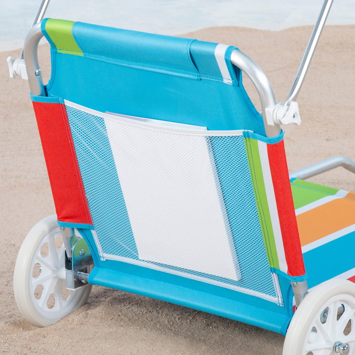 Aktive Tumbona carro playa 2 en 1 con cojín acolchado y parasol
