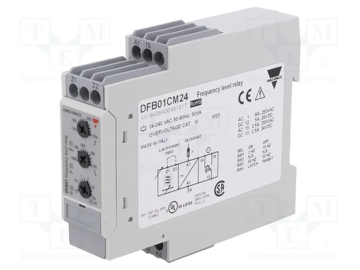 CARLO GAVAZZI DFB01CM24 Relé de control de frecuencia AC SPDT CARLO GAVAZZI DFB01CM24 Relé de control de frecuencia AC SPDT