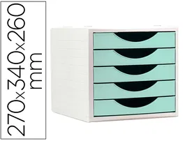 Archivo 2000 Fichero Cajones Sobremesa 5 Cajones Verde Pastel 270x340x260 mm